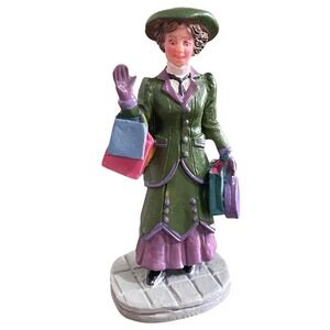 Lemax Christmas Village Town Shopping Day 62320 Woman Green Dress Victorian City